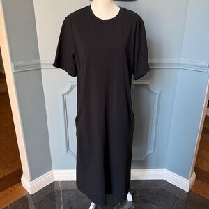 Black midi maxi tshirt dress with pockets